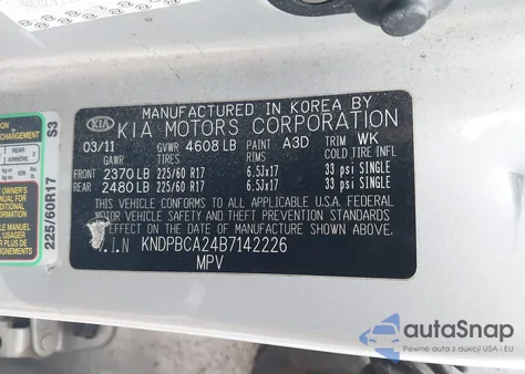 2011 Kia Sportage Lx from USA, damaged, VIN KNDPBCA24B7142226
